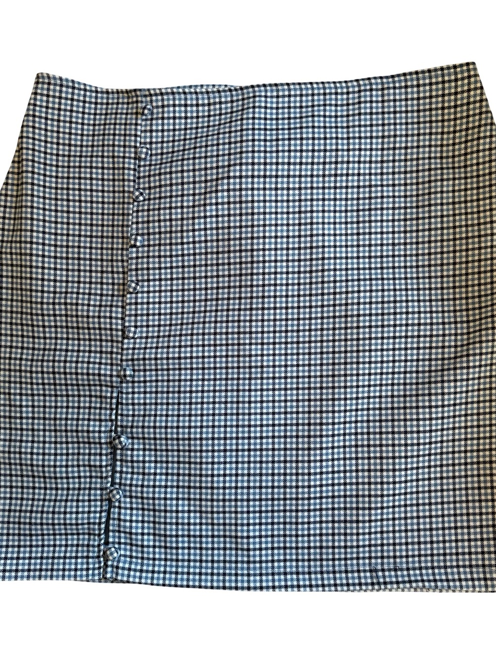 Blue Rain Black and White Checked Button-Front Mini Skirt